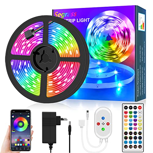 segrass RGB LED Strip,10m LED Streifen,LED Band mit Fernbedienung,App-Steuerung,Sync mit Musik,Farbwechsel,SMD 5050,Lichtband Leiste für Schlafzimmer,Party,Küche,Schmücken von segrass