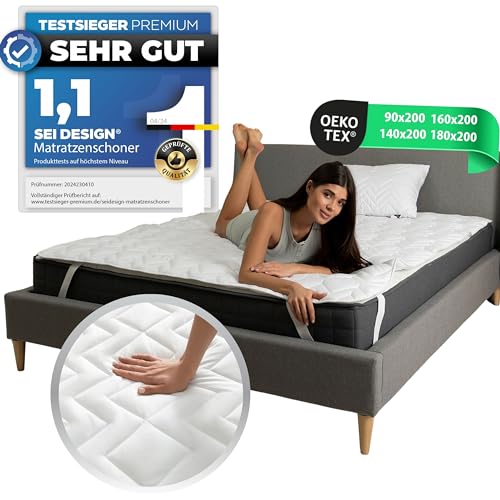 sei Design Premium Matratzenschoner 90 x 200 Matratzenauflage Perfekter Matratzen-Schutz Topper für mehr Hygiene und Schlafkomfort, extra Soft und weich von sei Design