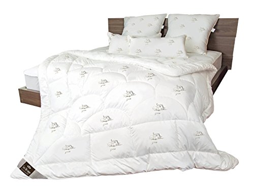 sei Design Mikrofaser Luxus Bettdecke Kollektion SWAN in Premium Qualität mit daunenähnlicher Füllstruktur. Sehr leichte Decke mit extrem hoher Wärmehaltung (winterwarm, 155 x 220 cm) von sei Design