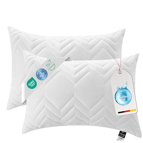 sei Design Kopfkissen (2-er Set) 50x70 cm Schlafkissen gesteppt mit Reißverschluss Kissen Seitenschläferkissen - waschbar bis 95 Grad - Made in Europa - Sofakissen - Zierkissen Dekokissen von sei Design