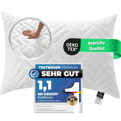sei Design Kopfkissen 50x70 cm Schlafkissen Dekokissen gesteppt mit Reißverschluss - Ökotex - waschbar bis 95 Grad, Kochfest - Made in Europa - Sofakissen - Zierkissen für Couch und Sofa von sei Design