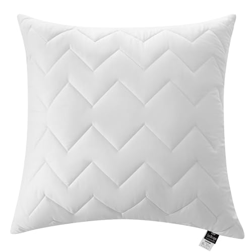 sei Design Kopfkissen [ 2-er Pack ] 80x80 cm Schlafkissen Kissen für Bett - Bezug gesteppt mit Reißverschluss - Öko-Tex -waschbar bis 95 Grad - Made in Europa - Sofakissen - Zierkissen von sei Design