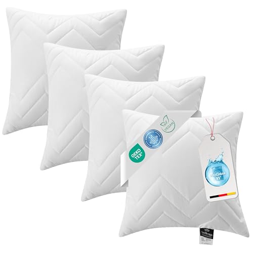sei Design Deko-Kissen 4-er Set 40x40 cm Zierkissen Sofakissen Kopfkissen Ökotex | waschbar bis 95 Grad | Made in Europa von sei Design