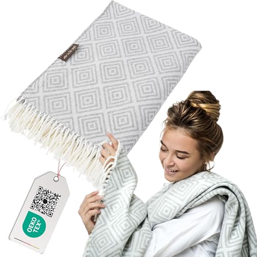 sei Design B-Ware Plaid-Sonderedition 150 x 200 cm 100% Polyacryl Einzigartige Fransen Pflegeleicht Ganzjährig verwendbar von sei Design