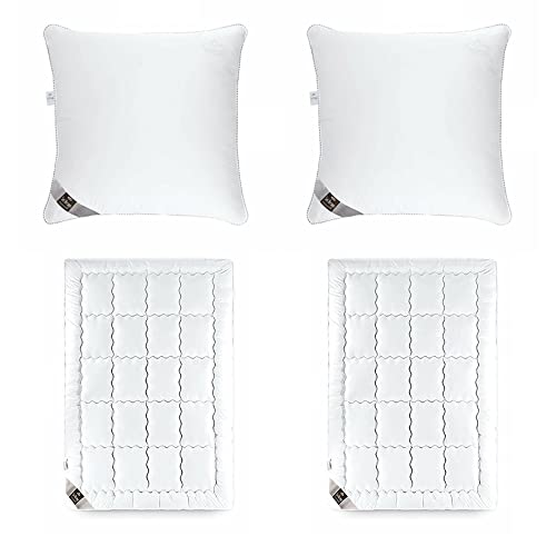 sei Design Bettset Kissen und Decke 135x200 Large SWAN De Luxe-Set 2 Bettdecken 135x200 + 2 Kopfkissen 80x80 Vegane Alternative zu Daunen von sei Design