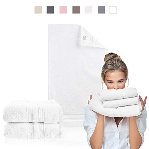sei Design Frottee Duschtücher-Set Aqua Fibro | 2er-Pack | 100% Ägäis Baumwolle, 70 x 140, Weiß von sei Design