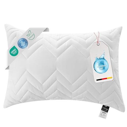sei Design Kopfkissen 40x60 cm Schlafkissen gesteppt mit Reißverschluss Dekokissen Kissen Ökotex waschbar bis 95 Grad, Kochfest Made in Europa von sei Design