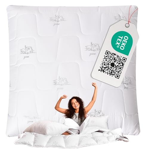 sei Design Kopfkissen 80x80 cm Schlafkissen mit Daunen-Gefühl - Kissen-Füllung & Kissen-Bezug 100% weichste Mikrofaser - Kissen 80x80 Allergiker-freundlich Sofa-Kissen Couch Bett von sei Design