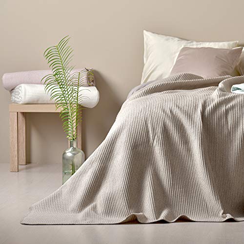 sei Design Plaid Adina | Tagesdecke, Wohndecke | Flauschig Weich – Hochwertige Verarbeitung mit Streifenmuster von sei Design