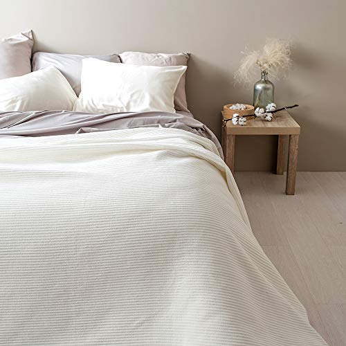 sei Design Plaid Adina | Tagesdecke, Wohndecke | Flauschig Weich – Hochwertige Verarbeitung mit Streifenmuster von sei Design