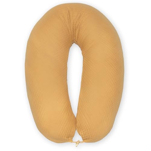 sei Design Stillkissen XXL Mikroperlen-Füllung mit Musselin-Bezug aus Baumwolle [100% Bio-Baumwolle ], Lagerungskissen Schwangerschaftskissen Seitenschläferkissen 190x30 cm groß von sei Design