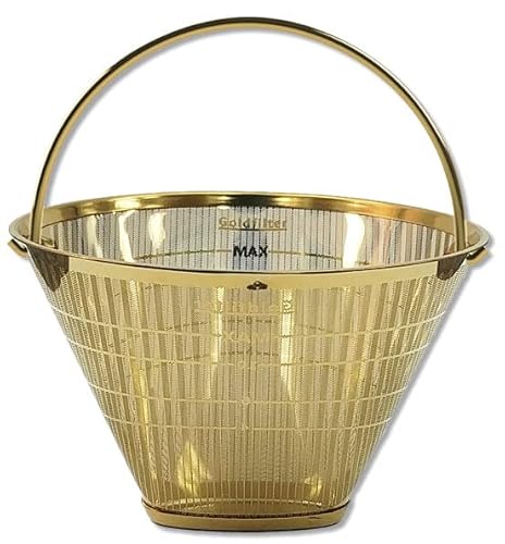 seleXions Kaffeefilter Goldfilter Ganzmetall GF4MB mit Metallbügel, für alle Kaffeemaschinen mit rundem Filter Größe 1 x 4 von SeleXions
