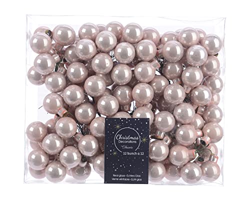 selezione varzi Weihnachtskugeln am Draht Glas 2,5cm x 144 Stück Spiegelbeeren glänzend Hellrosa Rose Rosa von selezione varzi