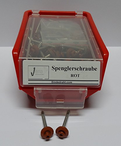 Spenglerschraube rot RAL8004 4,5x45 50Stück Torx 15er Scheibe von self