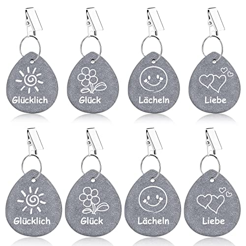 selizo 8 Stück Tischdeckenbeschwerer Naturstein Tischdecken Beschwerer Draußen mit Stahl Klammer,Tischdeckenhalter Tischtuchbeschwerer mit 4 Aufdruck für Picknicks, Partys, Hochzeiten ca. 240 g von selizo