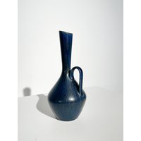 Carl Harry Stalhane Vase Rörstrand Steingut Hasenfell Blau Schweden 1950Er Jahre von sellastudio