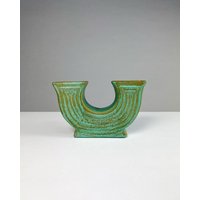 Ewald Dahlskog Doppelseitige Vase Bo Fajans Schweden 1938 Smaragd Steingut Art Deco Mid Century von sellastudio