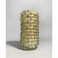 Große Schwere Cenedese Murano Glas Vase Goldfolie 1980Er Jahre Design von sellastudio