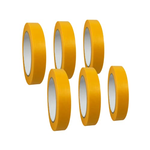 selmundo 6 Rollen Goldband 'Premium' Abdeckband | Gold Kreppband | Malerkrepp | Washi Tape, Abmessungen:19 mm x 50 m von selmundo