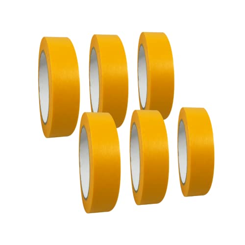 selmundo 6 Rollen Goldband 'Premium' Abdeckband | Gold Kreppband | Malerkrepp | Washi Tape, Abmessungen:25 mm x 50 m von selmundo