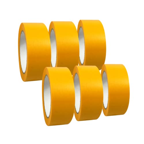 selmundo 6 Rollen Goldband 'Premium' Abdeckband | Gold Kreppband | Malerkrepp | Washi Tape, Abmessungen:38 mm x 50 m von selmundo