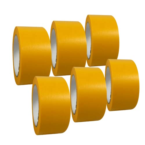 selmundo 6 Rollen Goldband 'Premium' Abdeckband | Gold Kreppband | Malerkrepp | Washi Tape, Abmessungen:50 mm x 50 m von selmundo