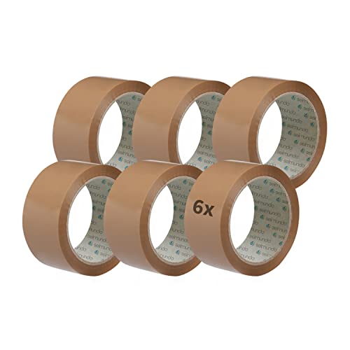 selmundo Packband | Paketband | Verpackungsklebeband | 50mm x 66m | braun, Menge:6 von selmundo