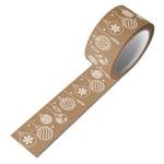 Weihnachten Papier-Packband | Klebeband Weihnachtsgeschenke | Geschenkband, 50mm x 50m (braun - Kugeln) von selmundo