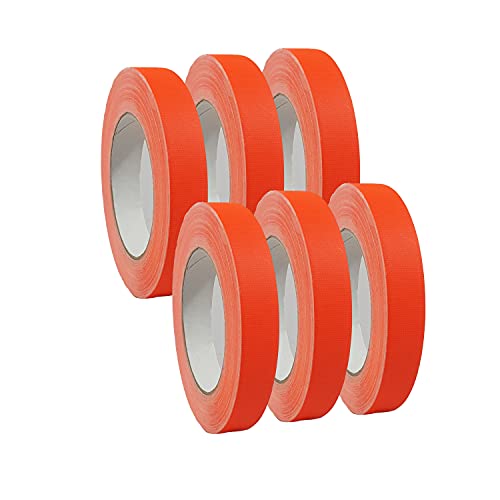 selmundo 6 Rollen Gewebeband Neonfaben | 70 Mesh | Markierungsband | Panzertape | Panzerband | Gaffa Tape | 19mm x 25m, Farbe:Neonorange von selmundo