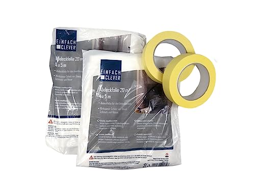 Maler-Set Standard: 2 x Malerkrepp + 2 x Abdeckfolie 4 x 5 m, Abmessungen:19 mm x 50 m Maler-Set Standard: 2 x Malerkrepp + 2 x Abdeckfolie 4 x 5 m, Abmessungen:19 mm x 50 m von selmundo