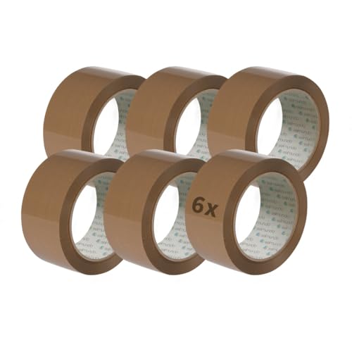 selmundo Packband | Paketband | Verpackungsklebeband | 50mm x 66m | braun, Menge:6 von selmundo