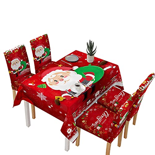 semen Weihnachtstischdecke Set Stuhlabdeckung Stuhlhussen Weihnachten Dekoration von semen