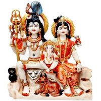 Lord Shiv Familienstatue - Gott Maha Dev Parvati Skulptur Shiva Parivar Figur Ganesh Kartikeya Idol Shankar Sambhu von semipreciousstore