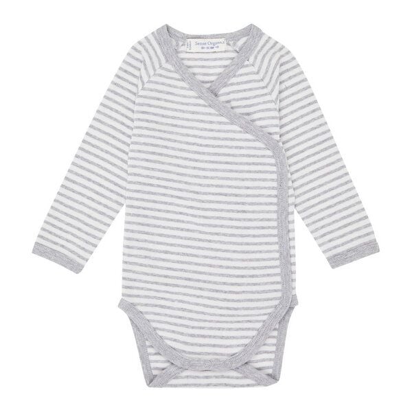 sense-organics Baby Wickelbody Langarm *YGON* grey- stripes I GOTS & Bio I Sense Organics von sense-organics