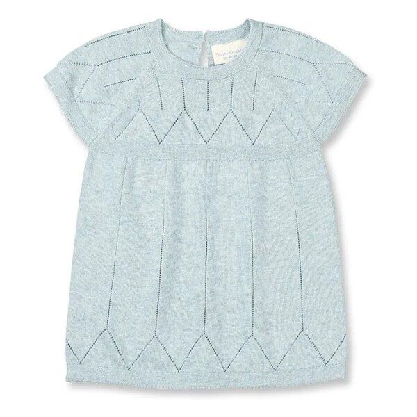 sense-organics Sommerliches Baby Strickkleid Orla in graublau von Sense Organics GOTS von sense-organics