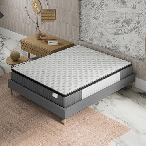 sensoreve Elekctra Matratze 120x190cm – 30cm Dicke – Hybrid: Taschenfedern + Memory-Schaum – Fester Halt & hohe Schlafunabhängigkeit – SANITIZED-Zertifizierung (antibakteriell/Anti-milben) von NOVEMBER