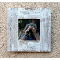 Aufgearbeiteten Holzrahmen Mit Spiegel-Gebürstetes Holz Rahmen Handgefertigte Eingelegte Weiß Eco Design von sentinelliwoodart