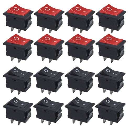 Senvenelec 16Pcs ON/OFF, 2-poliger Mini-Wippschalter AC 250V 220V 125V 10A 12V, Rot +8 schwarz +8. Senvenelec 16Pcs ON/OFF, 2-poliger Mini-Wippschalter AC 250V 220V 125V 10A 12V, Rot +8 schwarz +8. von senvenelec
