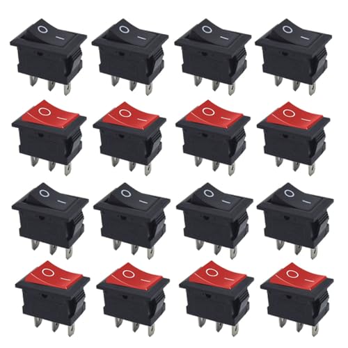 Senvenelec 16Pcs ON/OFF, 3-poliger Mini-Wippschalter AC 250V 220V 125V 10A 12V, 3 Pin SPST Toggle Schalter Rot +8 schwarz +8. Senvenelec 16Pcs ON/OFF, 3-poliger Mini-Wippschalter AC 250V 220V 125V 10A 12V, 3 Pin SPST Toggle Schalter Rot +8 schwarz +8. von senvenelec