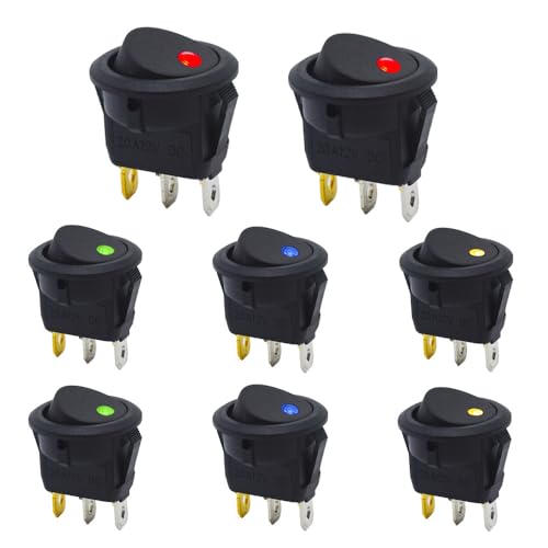 Senvenelec 8Pcs 3 Nadeln Kippschalter, Kippschalter DC 12V 20A Auto-Kreisschalter, mit LED-Licht, Kippschalter, 4-farbig. Senvenelec 8Pcs 3 Nadeln Kippschalter, Kippschalter DC 12V 20A Auto-Kreisschalter, mit LED-Licht, Kippschalter, 4-farbig. von senvenelec