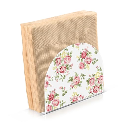 Rosen-Serviettenhalter, 2 Stück, für Papierservietten, rosa Rosenblüte, Blume, stehender Spender für Tisch, Küche, Theke, Picknick Rosen-Serviettenhalter, 2 Stück, für Papierservietten, rosa Rosenblüte, Blume, stehender Spender für Tisch, Küche, Theke, Picknick von senya