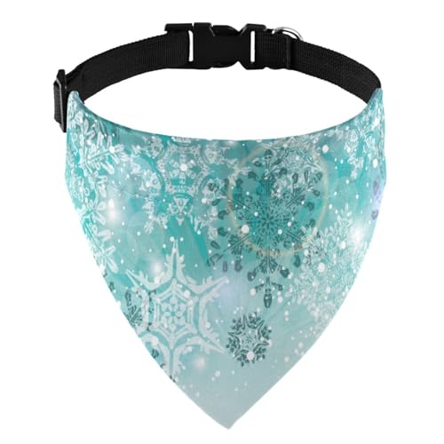 Weihnachts-Hundehalstücher mit verstellbarer Schnalle, silberfarben, für den Winter, blaugrün, türkis, Schneeflocken, Dreieckstuch für Haustiere, waschbar, Halsband Weihnachts-Hundehalstücher mit verstellbarer Schnalle, silberfarben, für den Winter, blaugrün, türkis, Schneeflocken, Dreieckstuch für Haustiere, waschbar, Halsband von senya
