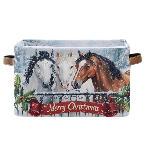 senya Weihnachts-Aufbewahrungskorb, Pferde im Schnee, faltbar, Stoff, faltbare Aufbewahrungskörbe, Organizer-Tasche zur Aufbewahrung von Kleidung senya Weihnachts-Aufbewahrungskorb, Pferde im Schnee, faltbar, Stoff, faltbare Aufbewahrungskörbe, Organizer-Tasche zur Aufbewahrung von Kleidung von senya