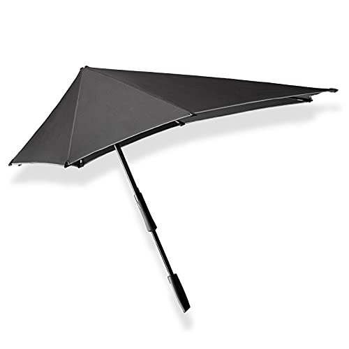 Senz ° Großer winddichter Regenschirm, manuell faltbar, 94 x 94 cm - schwarz reflektierend von Senz