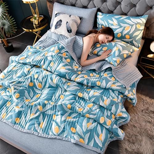 seokor Kühle Steppdecke Cooling Blanket Decke Kühldecke Baumwolle Leichte Sommerdecke Weich Sommerbettdecke Wohndecke Sofadecke Reisedecke, Atmungsaktive Cooling Blanket(#4,150x200cm) von seokor