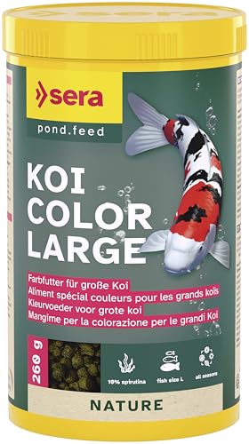 sera (07024) Koi Color Nature Large 1 Ltr. EIN natürliches Farbfutter mit 10% Spirulina für farbenprächtige Koi ab 25 cm, Koifutter ohne Farb- & Konservierungsstoffe von sera