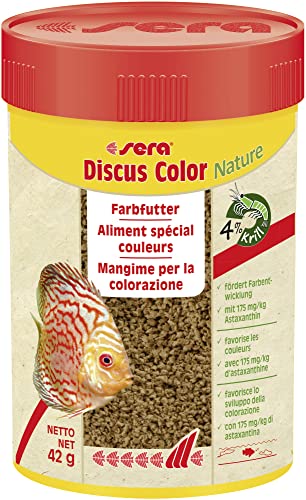sera Discus Color Nature 100 ml (42 g) - Farbfutter für alle Diskusfische mit 175 mg/kg Astaxanthin, Futter für Diskus von sera