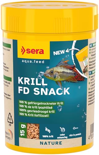 sera FD Krill 100 ml - Der Leckerbissen für kräftige Farben - Fischfutter fürs Aquarium mit sehr hoher Verwertbarkeit, somit weniger Algen von sera