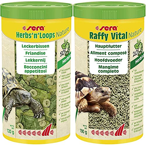 sera Herbs and Loops Nature 1.000 ml (120 g) - Leckere Kräuter für eine artgerechte Abwechslung & Raffy Vital Nature 1.000 ml (190 g) - Schmackhafte Kräutervielfalt für Herbivore Reptilien von sera