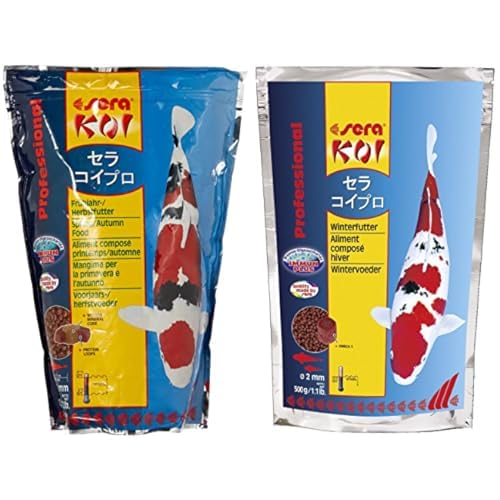 sera Koi Professional Frühjahr-/Herbstfutter 1.000 g & KOI Professional Winterfutter 500 g unter 12 °C Spezial Futter für Koi & andere wertvolle Teichfische für verbesserte Futterverwertung von sera